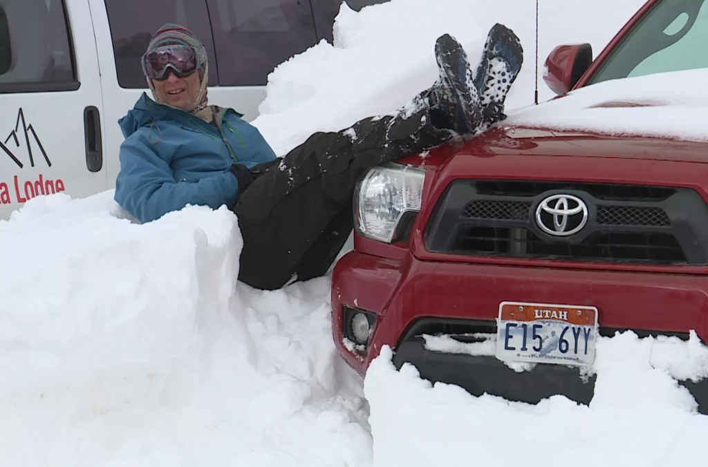 Truck Half-buried in Snow