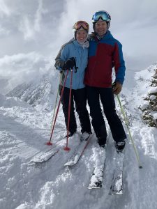 Grace and Jeff Skiing Alta