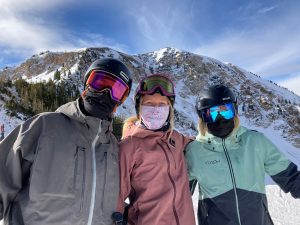 Skiers in Front of Mt. Baldy
